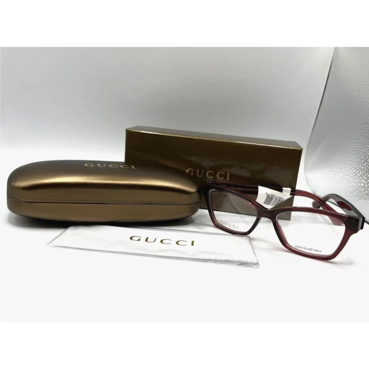 Gucci Women`s 50mm GG06340 Cat Eye Optical Eye Glasses - Burgundy -w/ Case Box