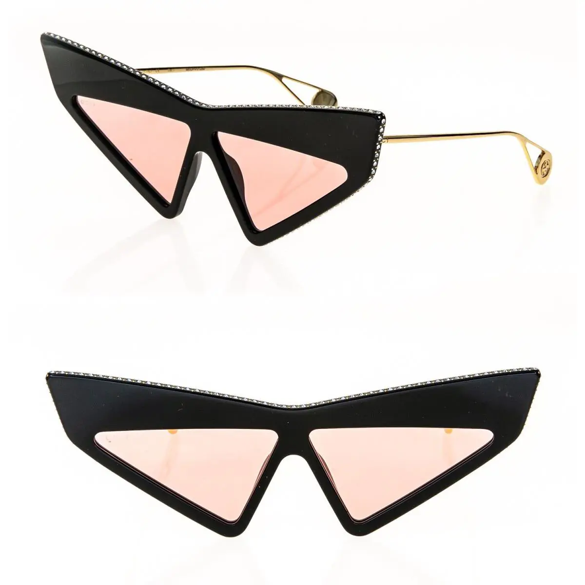 Gucci Hollywood Forever 0430 Black Pink Crystal Sunglasses GG0430S 001