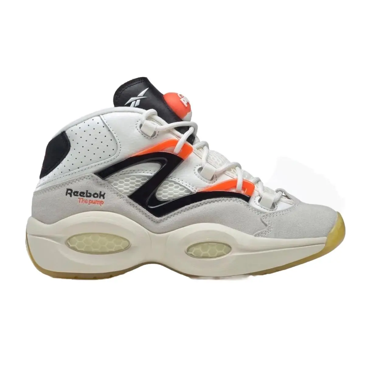 Reebok Question Pump Mens Basketball Shoes Size 8.5 White Black Orange H06490
