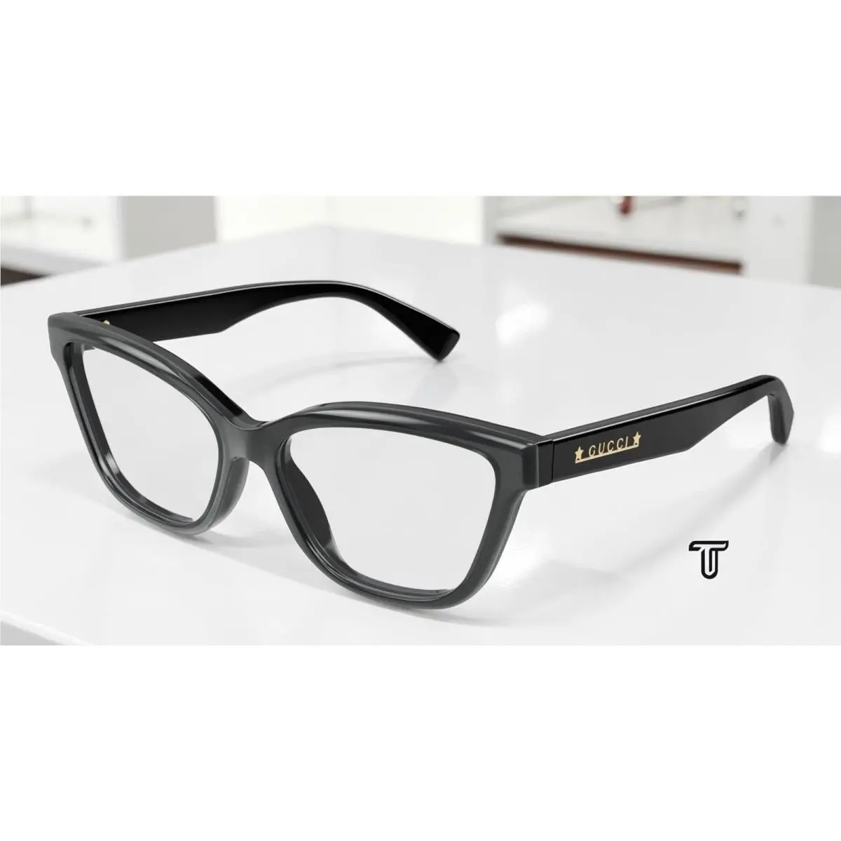 GG1589O 001 Cat Eye Black Demo Lens 55 mm Women`s Eyeglasses by Gucci