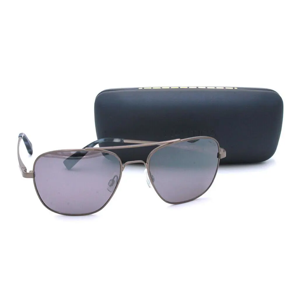 Nautica N5108S 033 Matte Gunmetal Aviator Pilot Sunglasses Polarized Gray Lenses