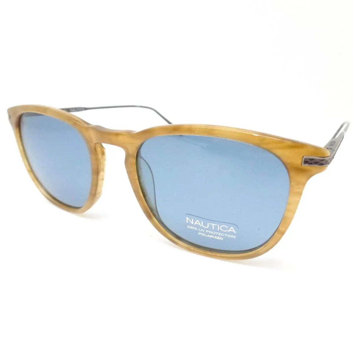 Nautica N6244S 260 Amber Horn Blue Polarized Sunglasses
