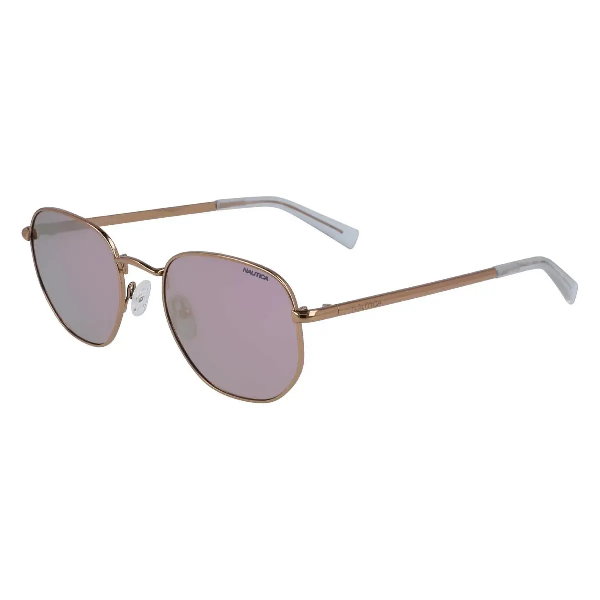 Nautica N4638SP 780 Polarized Rose Gold Sunglasses with Rose Mirror Lenses