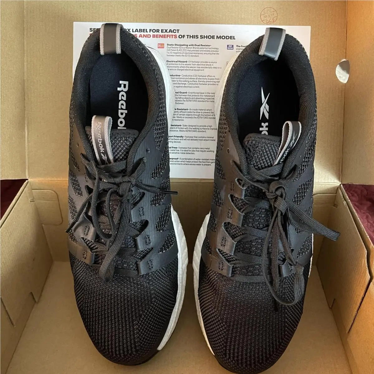 Reebok Work Shoes Mens Size 10.5 Black Fusion Flexweave Comp Toe SD10 RB4311