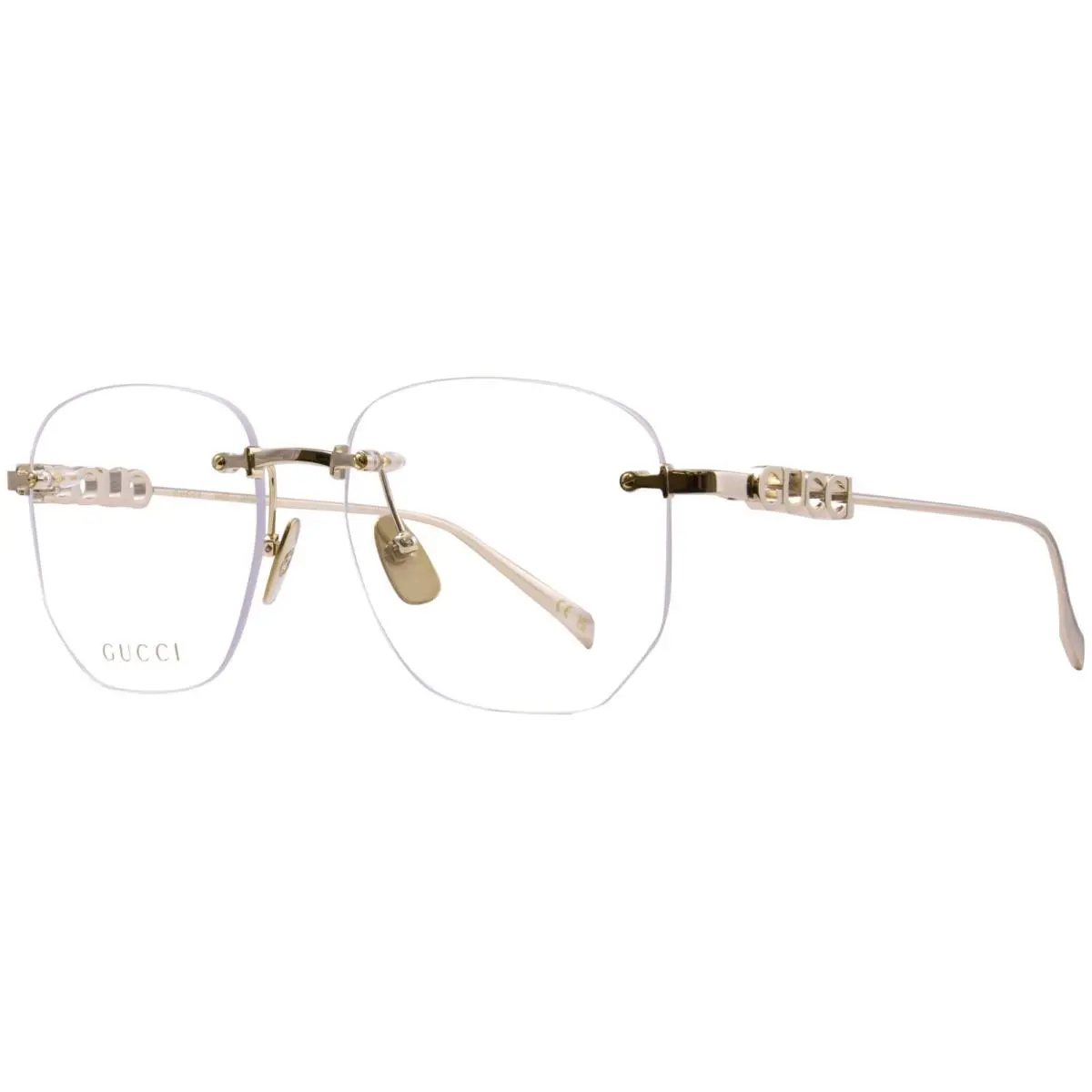 Gucci GG1806O 002 Eyeglasses Gold Rimless Style Square Shape 54mm