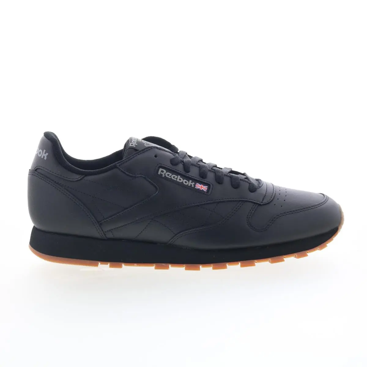 Reebok Classic Leather Mens Black Leather Lace Up Lifestyle Sneakers Shoes 13