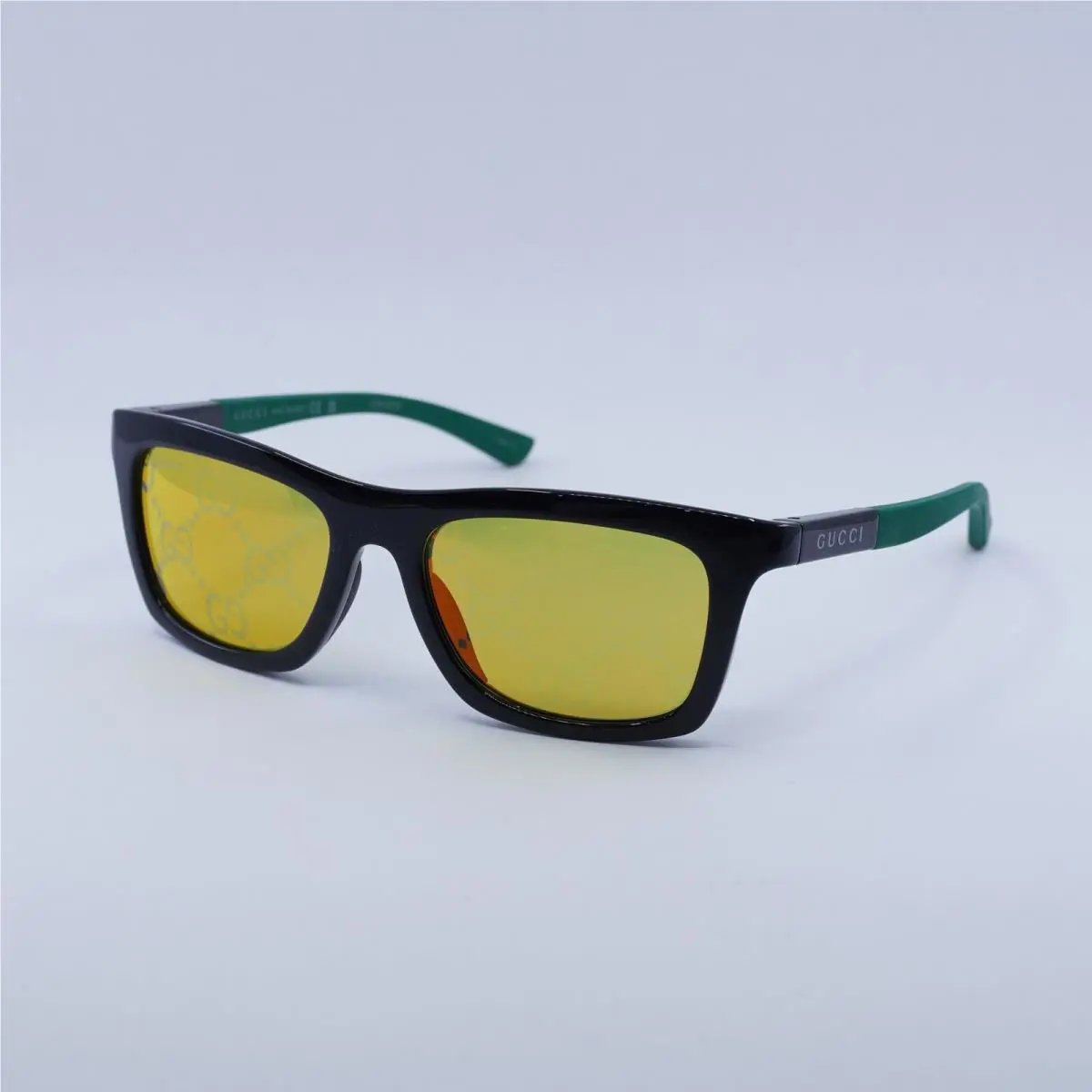 Gucci GG1735S 005 Black with Green/yellow with Logo Orange Mirror 54-19-135