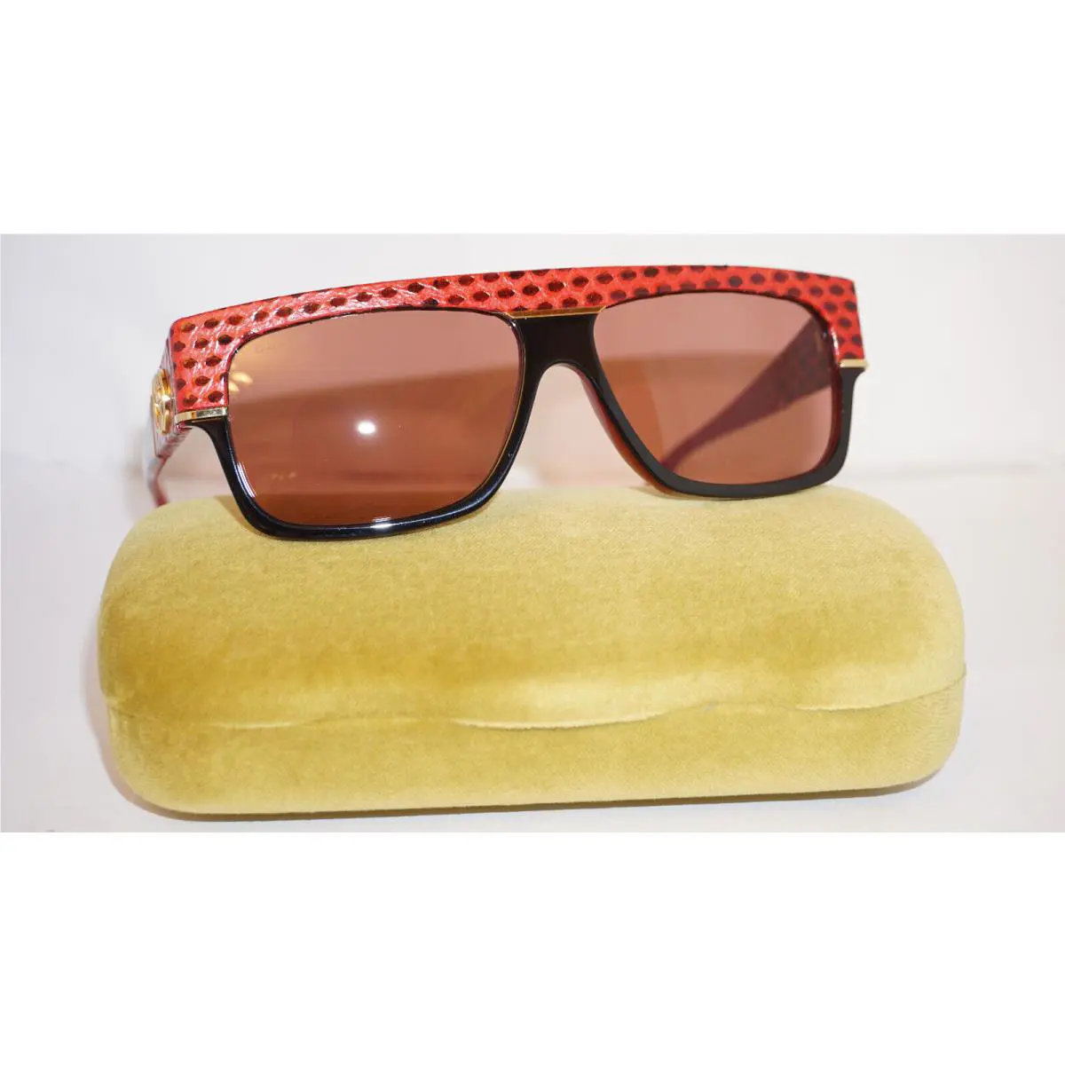 Gucci Sunglasses Black Red Snake Skin Red GG0483S 004 60 14 140