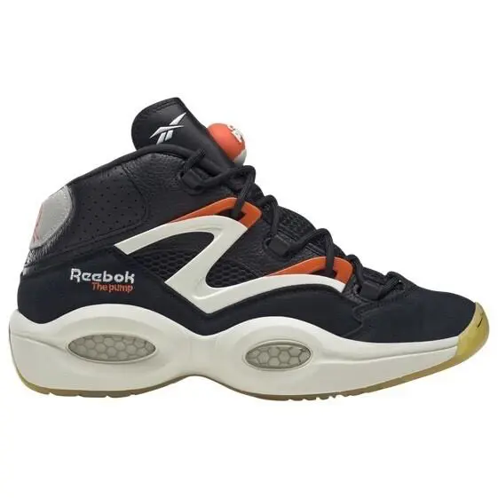Men Reebok Question Pump Basketball Shoes Size 9 Black White Orange H06496 - Black