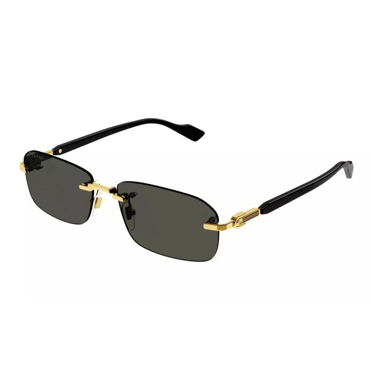 Sunglasses GG1221S 1221 001 Gold Black Grey Lens Small Rectangular Rimless by Gucci