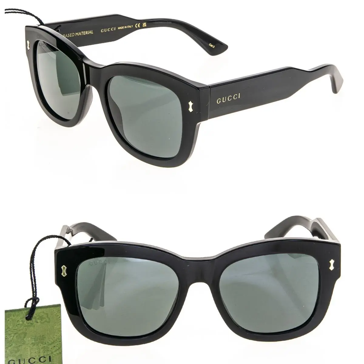Gucci 1110 Black Chunky Bio Based Bold Sunglasses GG1110S 001 Unisex
