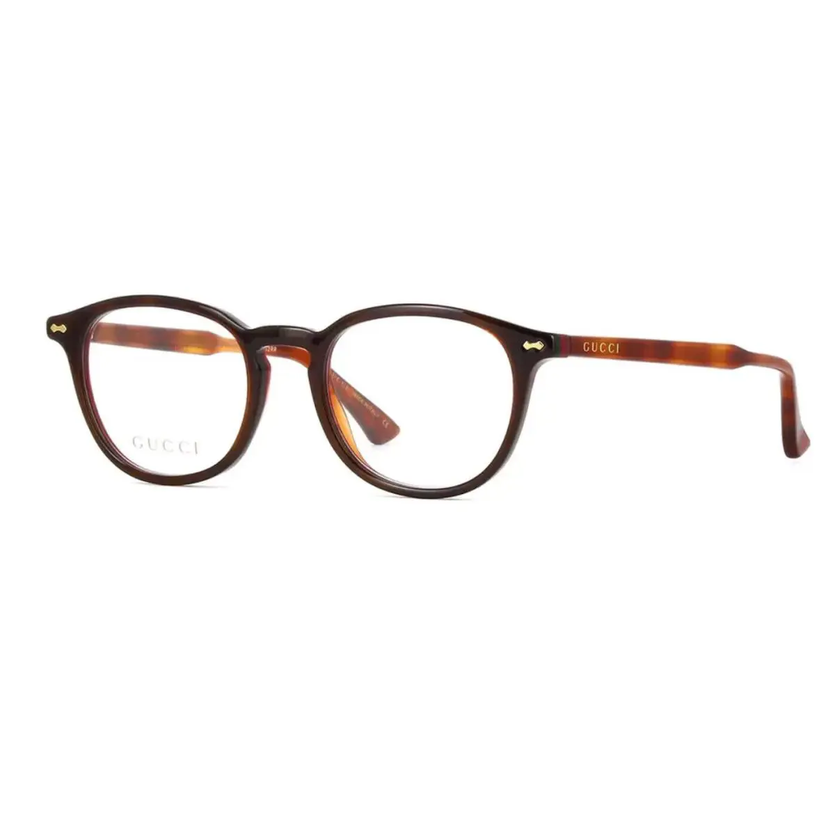 Gucci GG0187O 008 Round Oval Havana Light Demo Lens 49 mm Unisex Eyeglasses