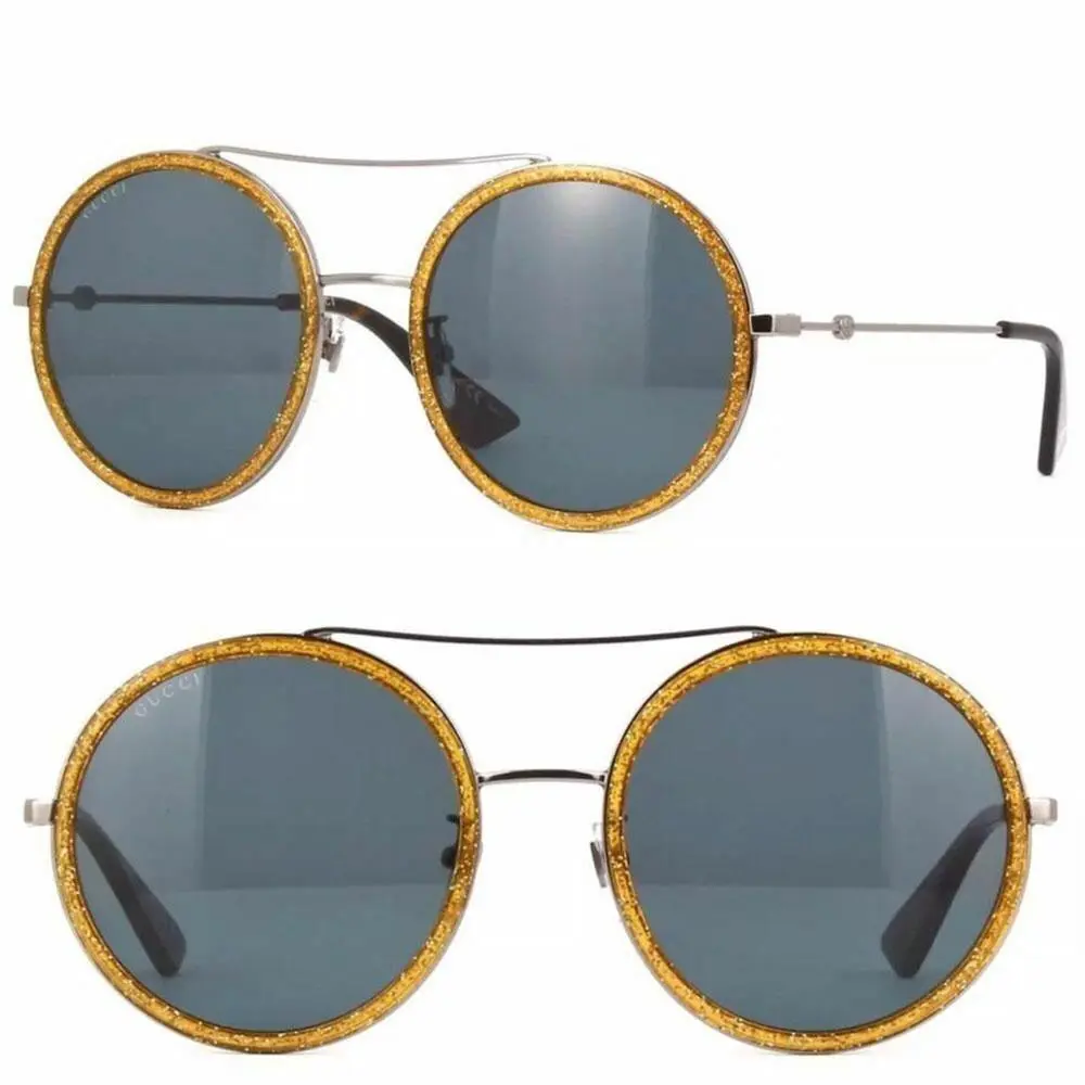 Gucci GG0061S-004 Round Blue Polarized Lens Women Sunglasses