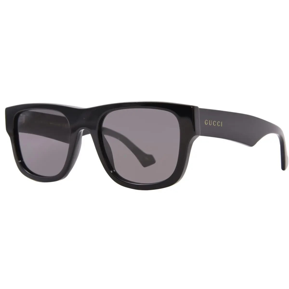 Gucci GG1427S 001 Sunglasses Men`s Black/gold/grey Lenses Square Shape 53mm