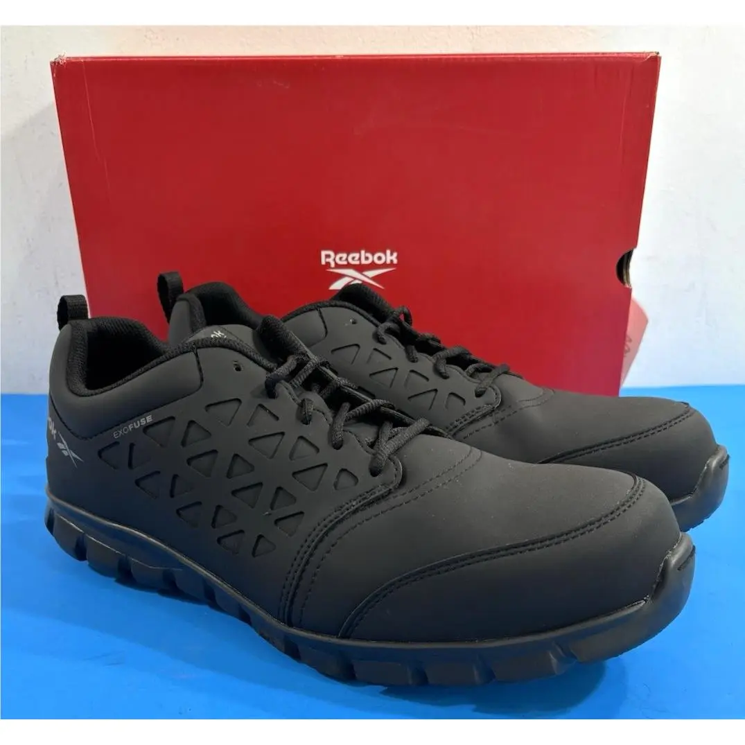 12 4E Reebok Mens Sublite Cushion Athletic Work Comp Toe Shoes RB4051 Black