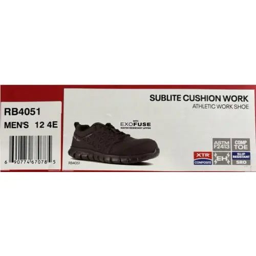 Reebok shoes - Reebok Men`s Sublite Cushion Athletic Composite Toe Work Shoes - RB4051 - Black 6