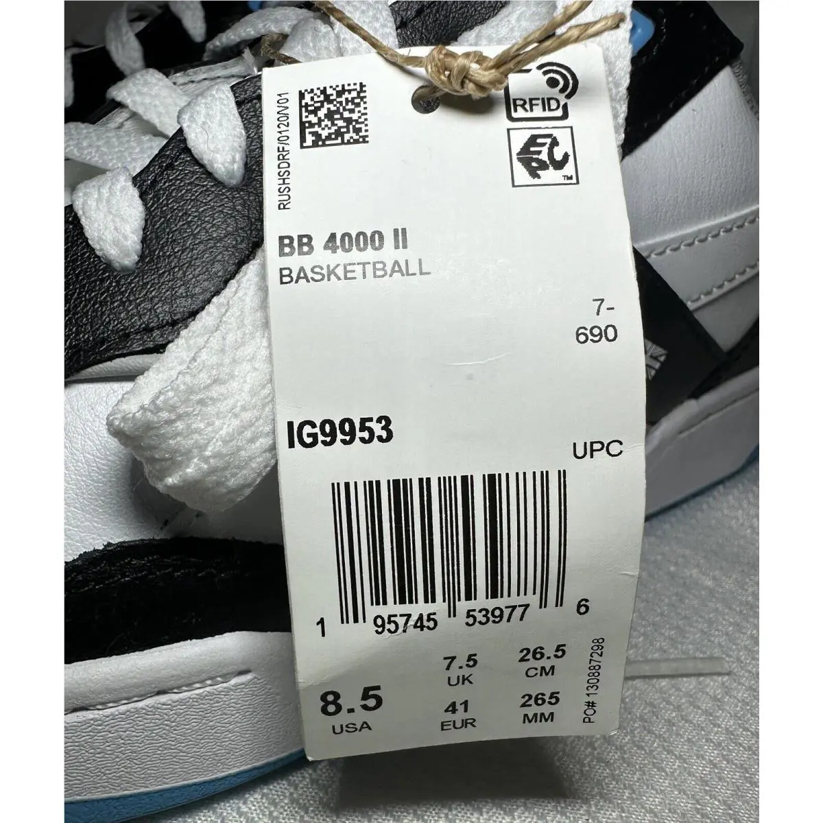 Reebok shoes - Reebok BB 4000 II - IG9953 - Black White & Blue (UPC: 0195745539776) 9