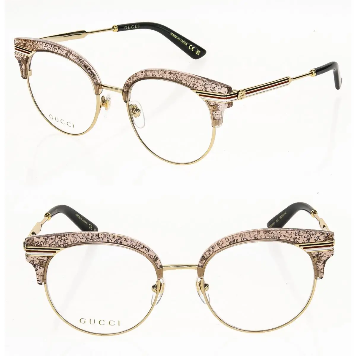 Gucci 0285 Gold Pink Glitter Optical Eyeglasses GG0285O 50m 003
