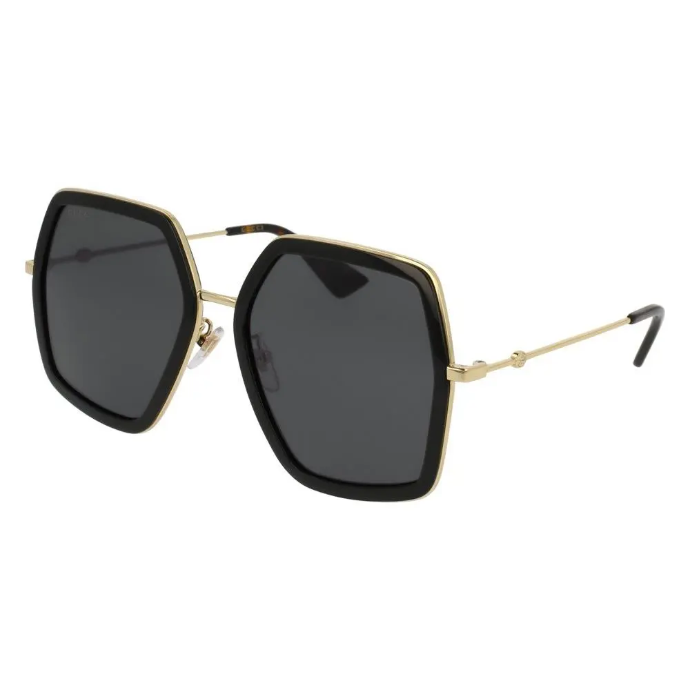 Gucci Sunglasses GG0106S-001 56mm Black-gold / Grey Lens