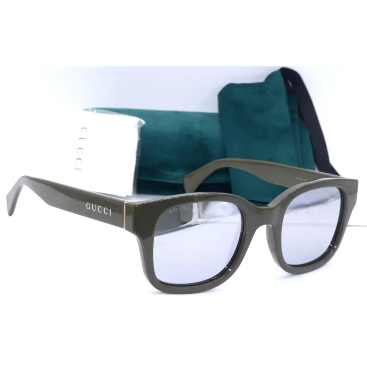 GG1139S 002 Polished Olive-gold/silver Mirror Lenses Sunglasses 52-23 by Gucci