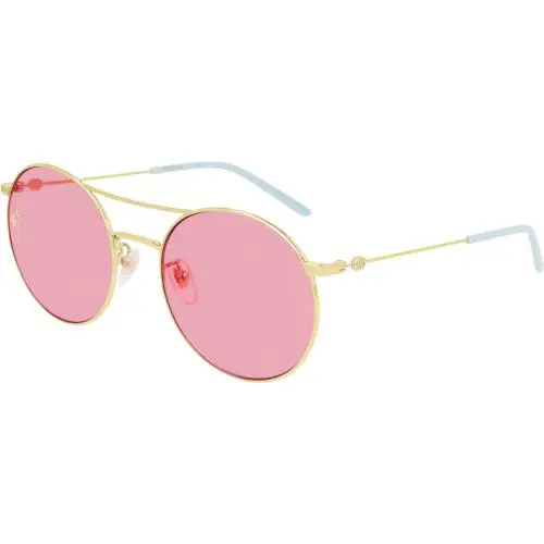 Gucci GG0680SK 004 Gold/gold Pink Round Sunglasses