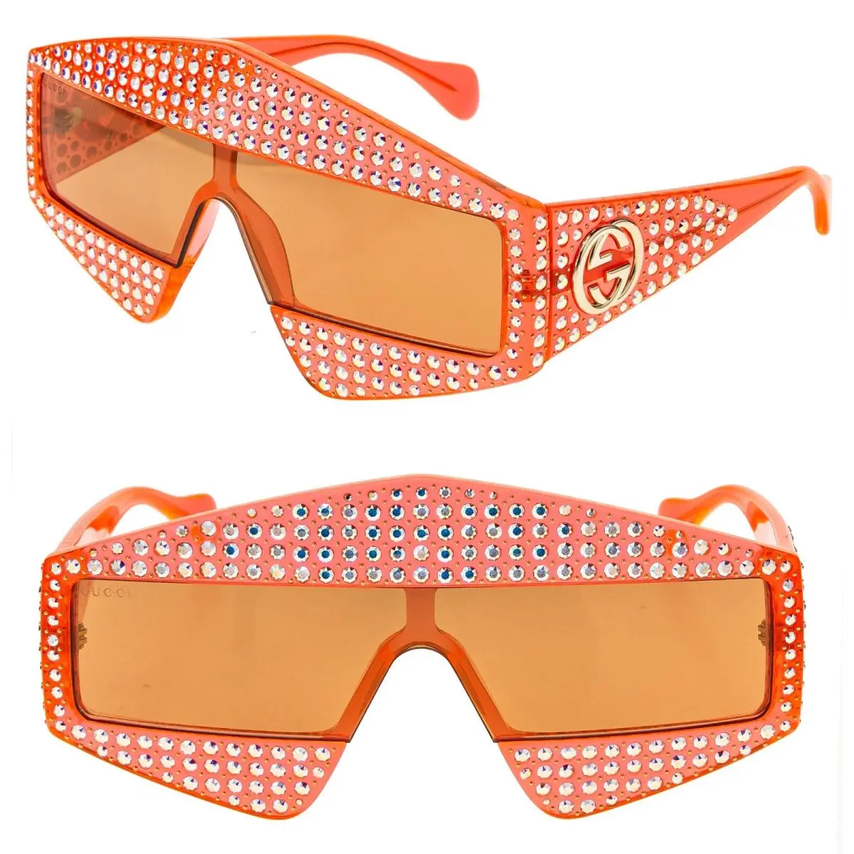 Hollywood Forever 0357 Orange Gold Crystal Sunglasses GG0357 002 by Gucci