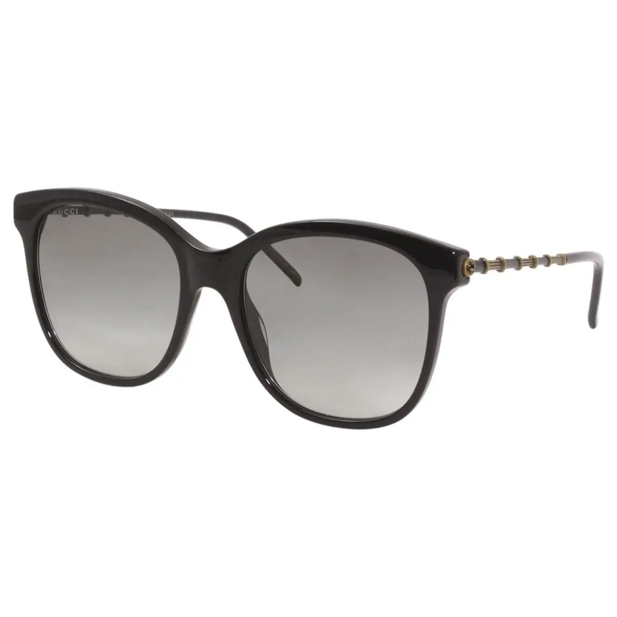 Gucci Gucci-logo GG0654S 001 Sunglasses Women`s Black-gold/grey Lenses Cat Eye - Frame: Gray, Lens: Gray