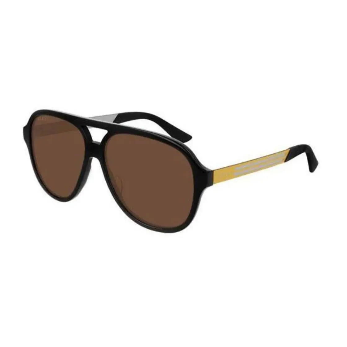 Gucci GG0688S-005 Men`s Black Yellow / Brown Tinted Sunglasses