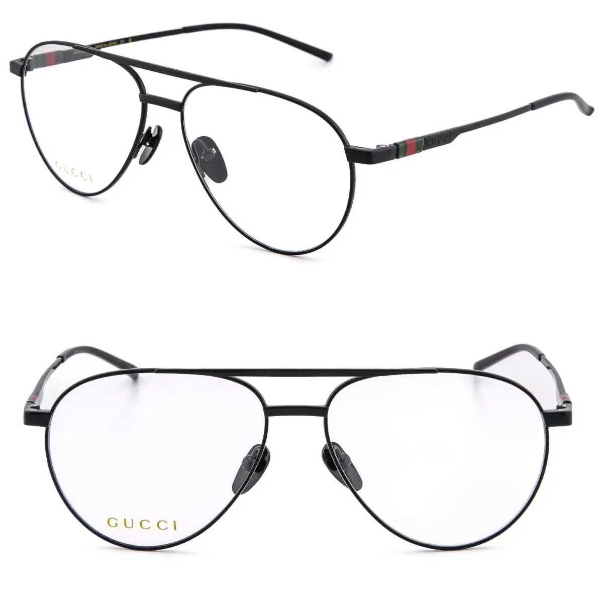 Gucci GG1679O 1679 Black Green Stripe Logo Metal Optical Frame Eyeglass 56mm 003