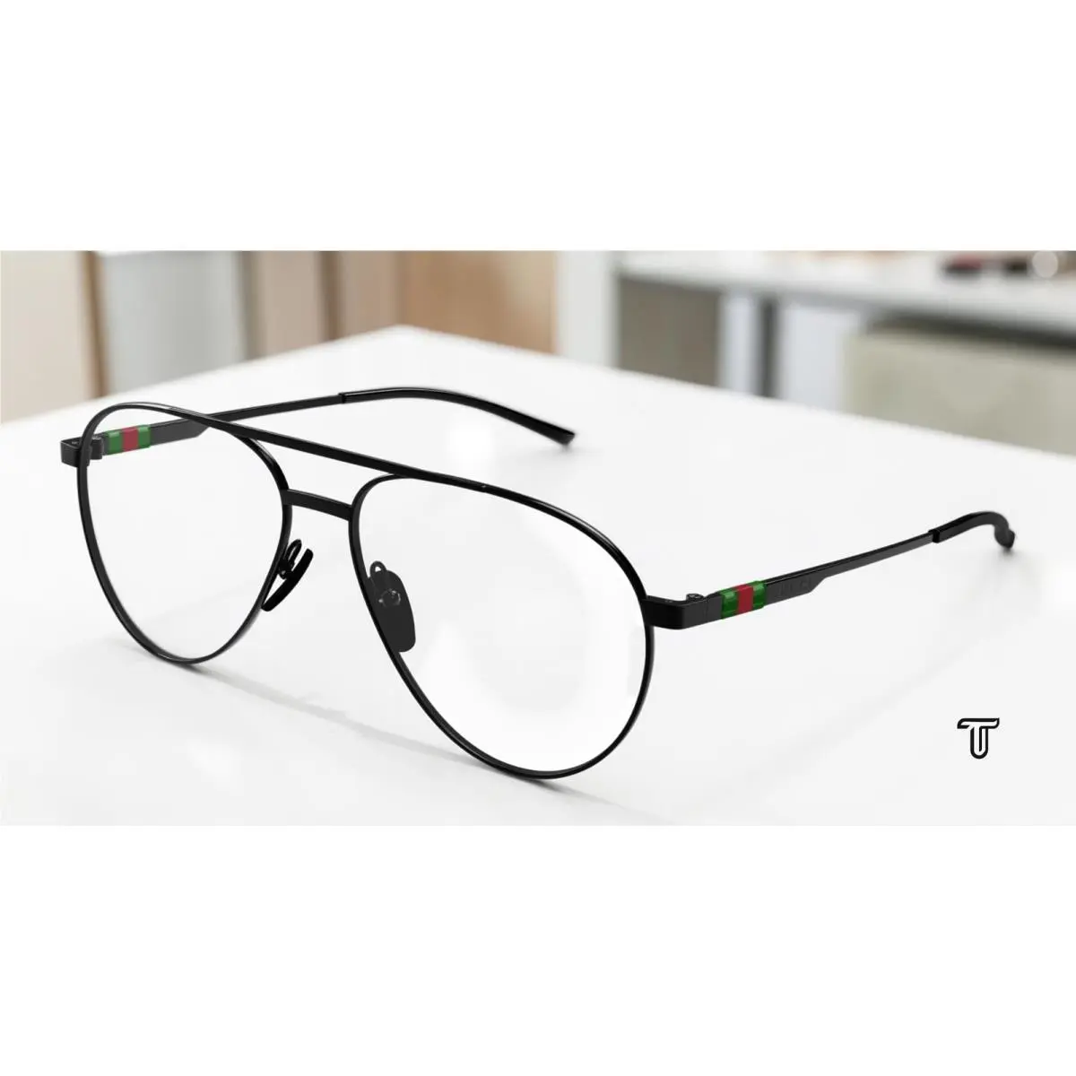 Gucci GG1679O 003 Pilot Navigator Black Demo Lens 56 mm Men`s Eyeglasses