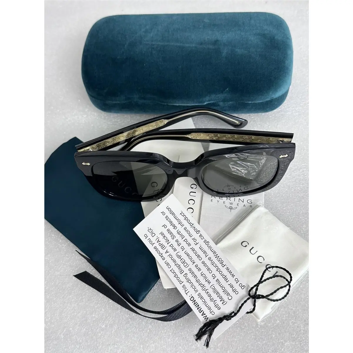 Gucci GG0912S Black Gold Frame 001 Sunglasses Gray Lens GG 0912 54-22-145