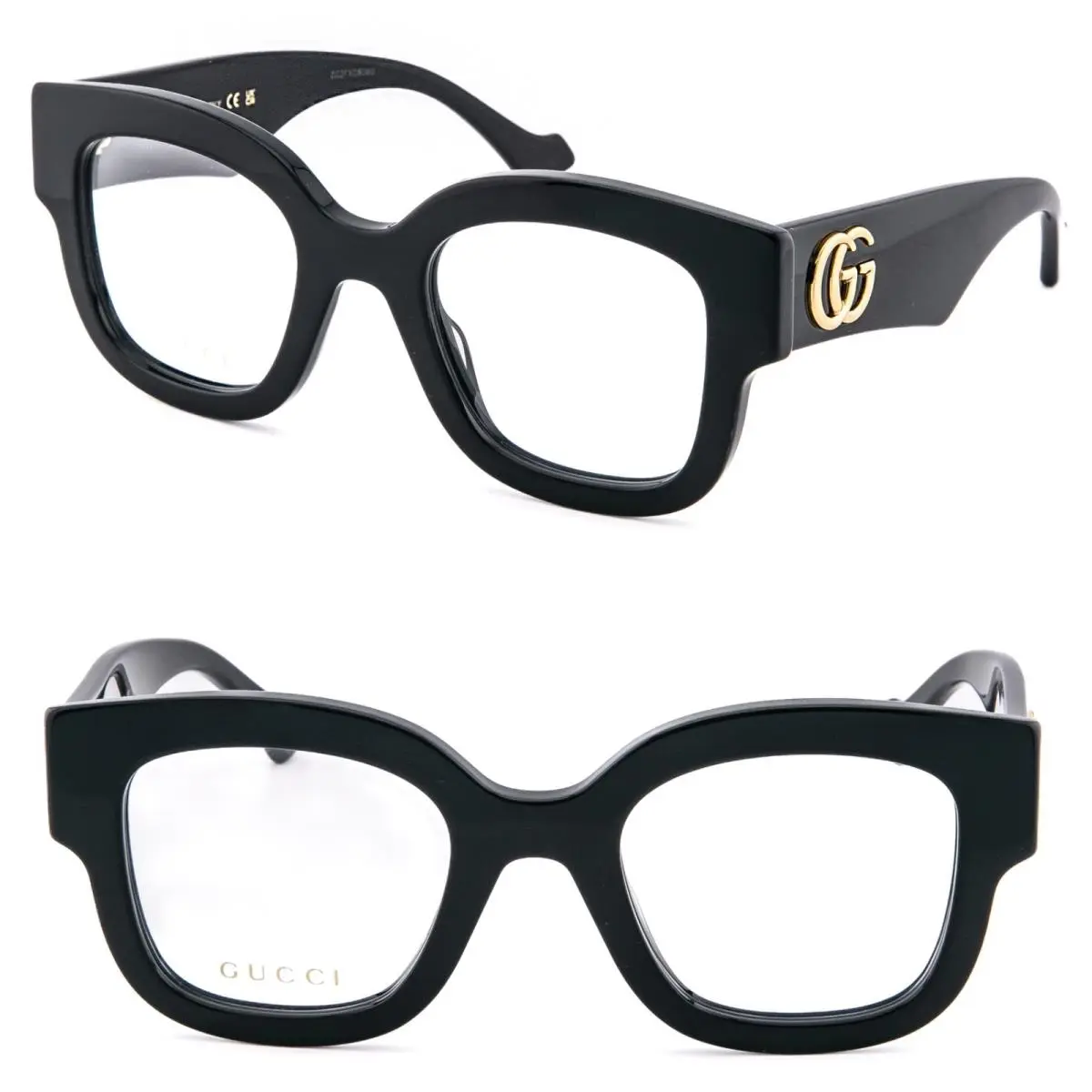 GG1423O 1423 Black Gold GG Logo Bold Unisex Eyeglasses Optical 50mm 001 by Gucci