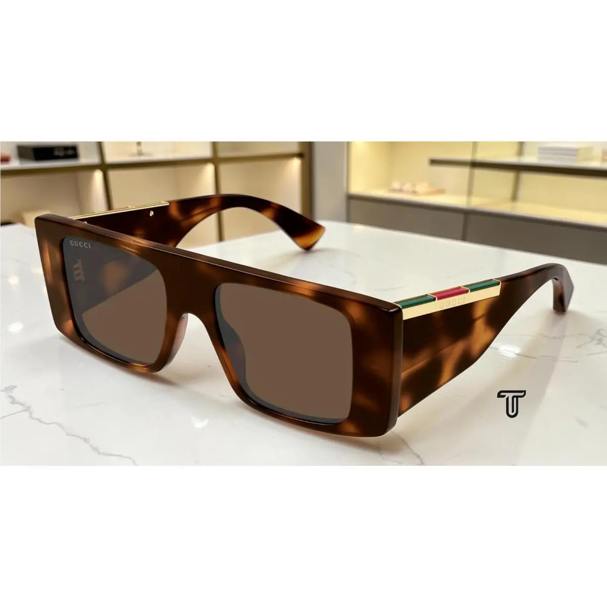 Gucci GG1888S 002 Havana Havana Brown 50 mm Rectangular Squared Men`s Sunglasses