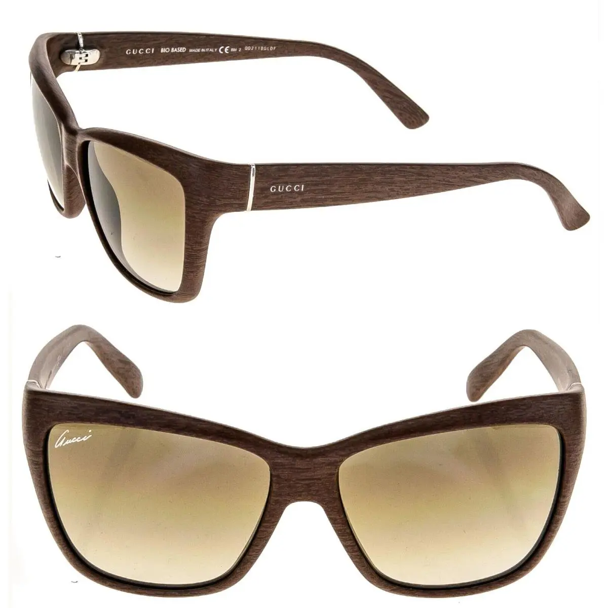 Gucci 3655 Brown Wood Bio Based Unisex Sport Sunglasses GG3655S