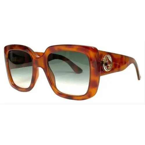 GG0141S 002 Women Square Sunglasses in Brown Frame W/green Gradient Lens by Gucci
