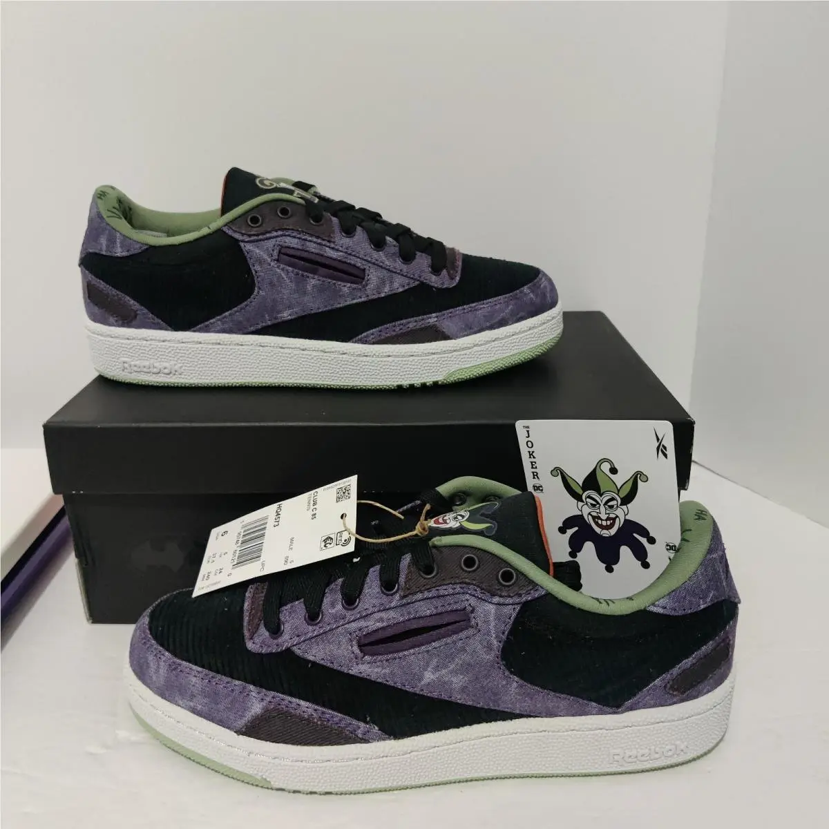 Men`s Reebok Club C 85 Tennis Shoes DC Comics Joker Edition Size 6 HQ4573
