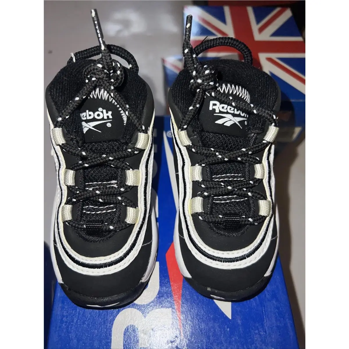 Vintage Toddler Reebok Basketball Jackal Sneakers Size 4c Black 1993