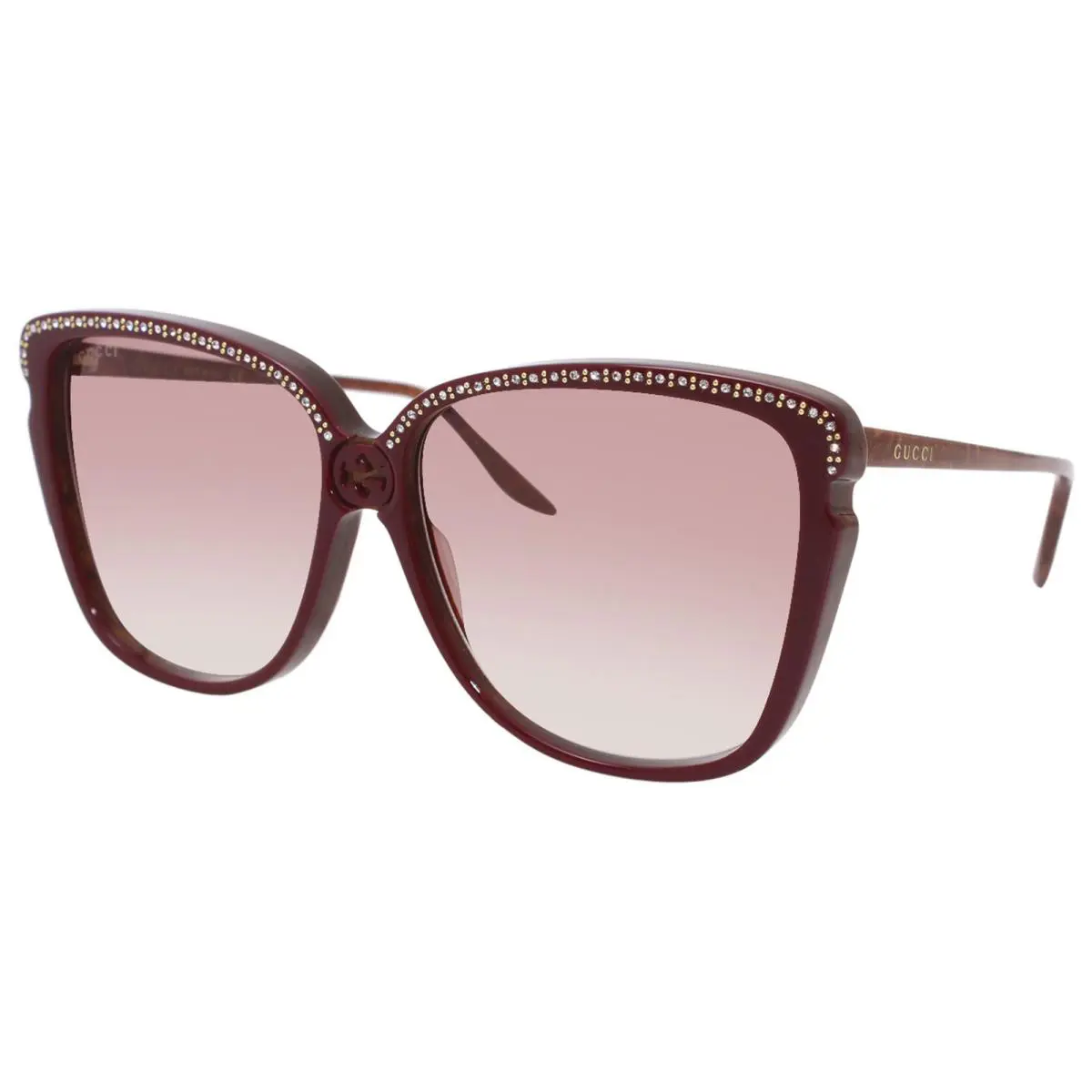Gucci GG0709S 005 Women`s Sunglasses Burgundy-brown/red Gradient Lenses 63mm
