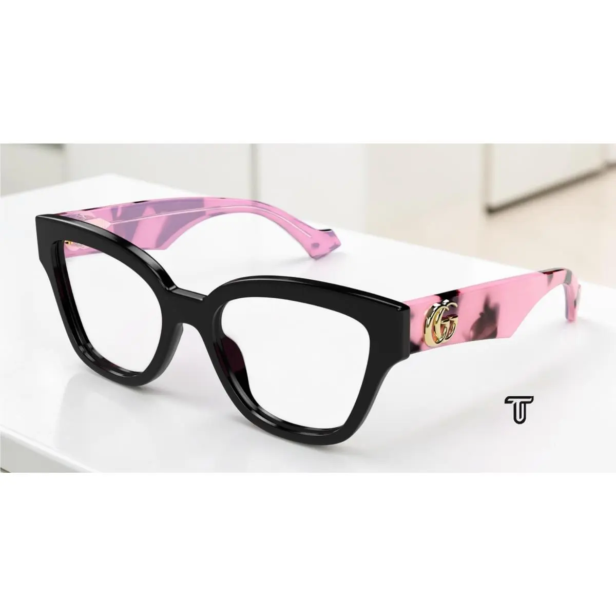 GG1424O 012 Round Panthos Black Pink Demo Lens 54 mm Women`s Eyeglasses by Gucci