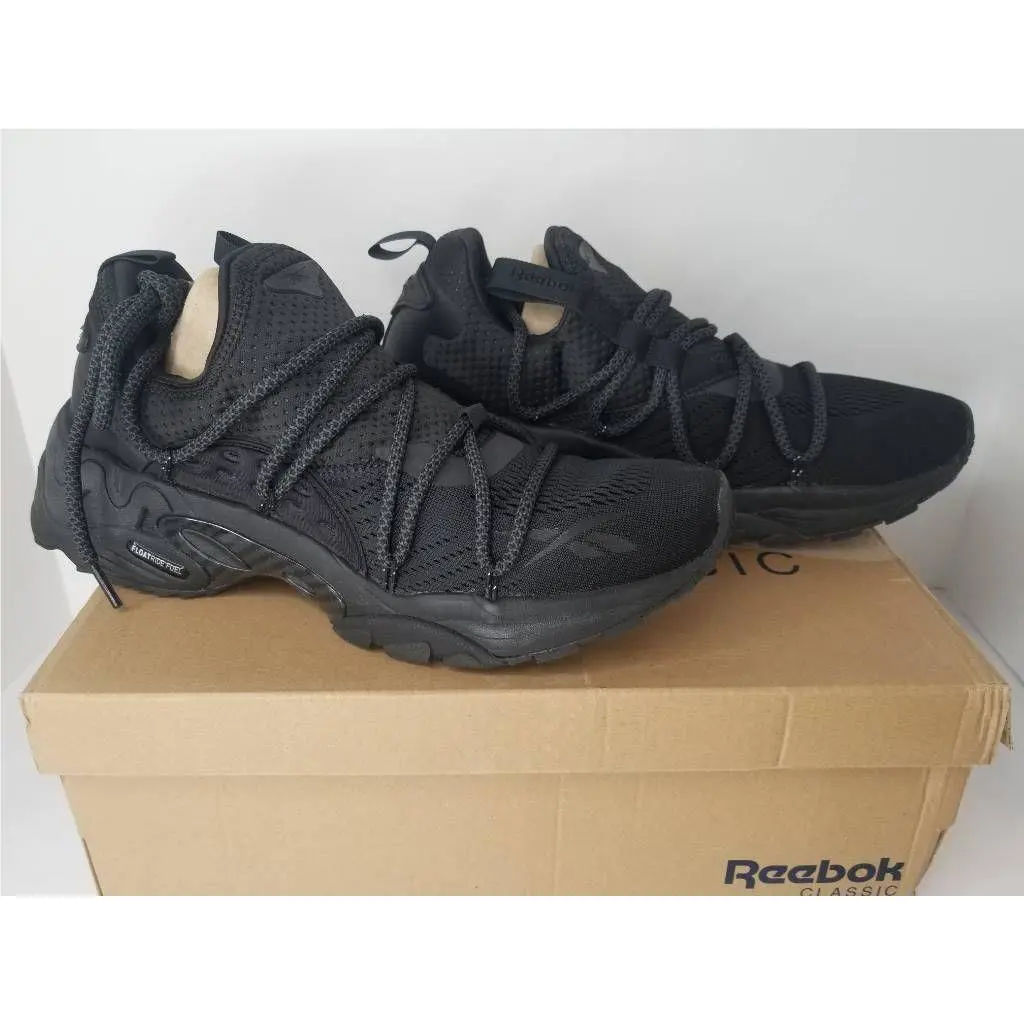 Reebok Mens Sneakers Black 1Y3001 Low Top Lace Up Mesh Athletic Shoes US 10