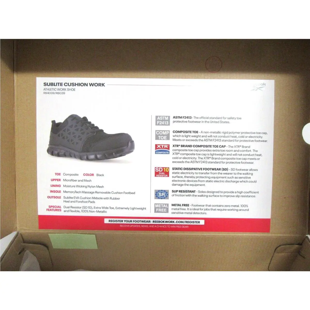 Reebok shoes - Sublite - Sublite - Athletic Work Shoe - Black (UPC: 690774455535) 13