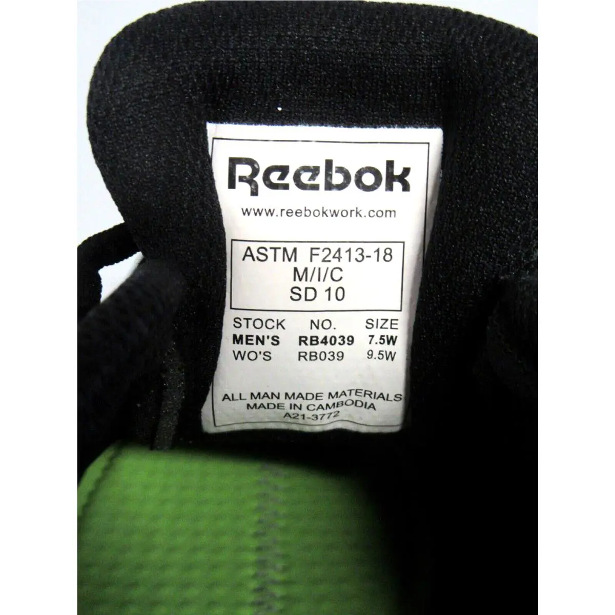 Reebok shoes - Sublite - Sublite - Athletic Work Shoe - Black (UPC: 690774455535) 6