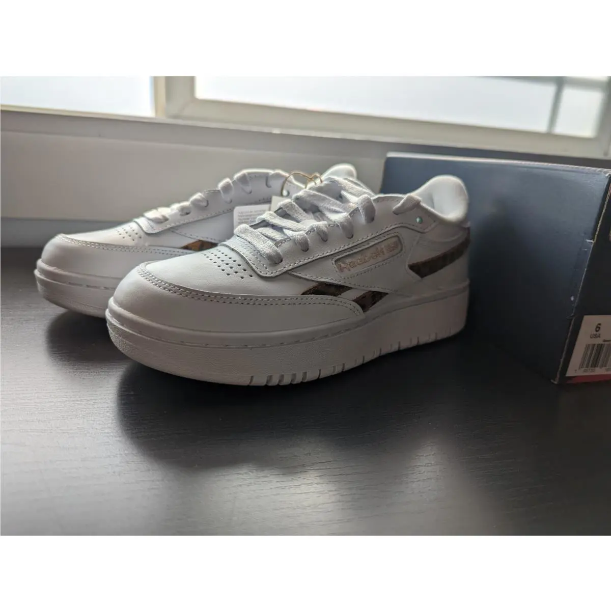 Reebok Club C Double Revenge - Womens Shoes - White w/ Leopard - GZ4303