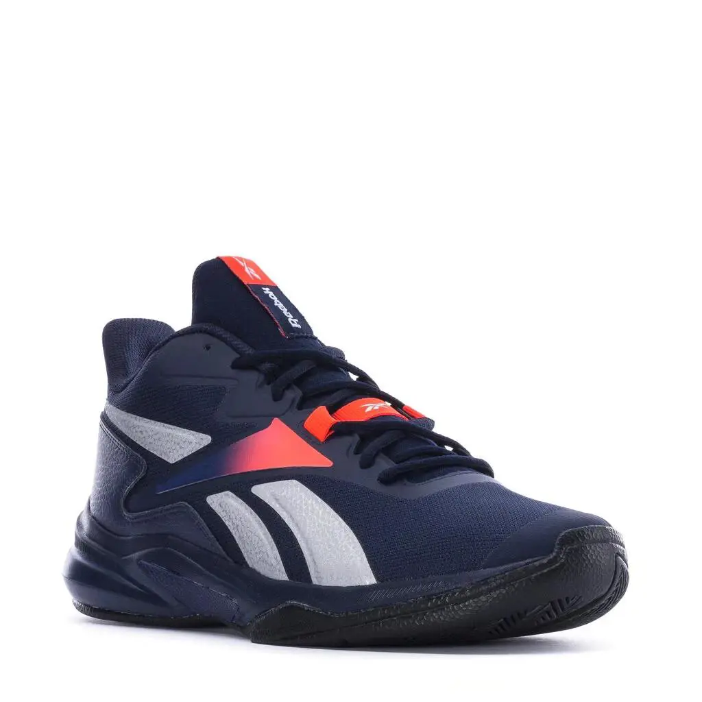 Reebok More Buckets Lace Basketball Sneakers Trainers Men Shoes Navy Size 12 - NAVY/ORANGE/SILVER