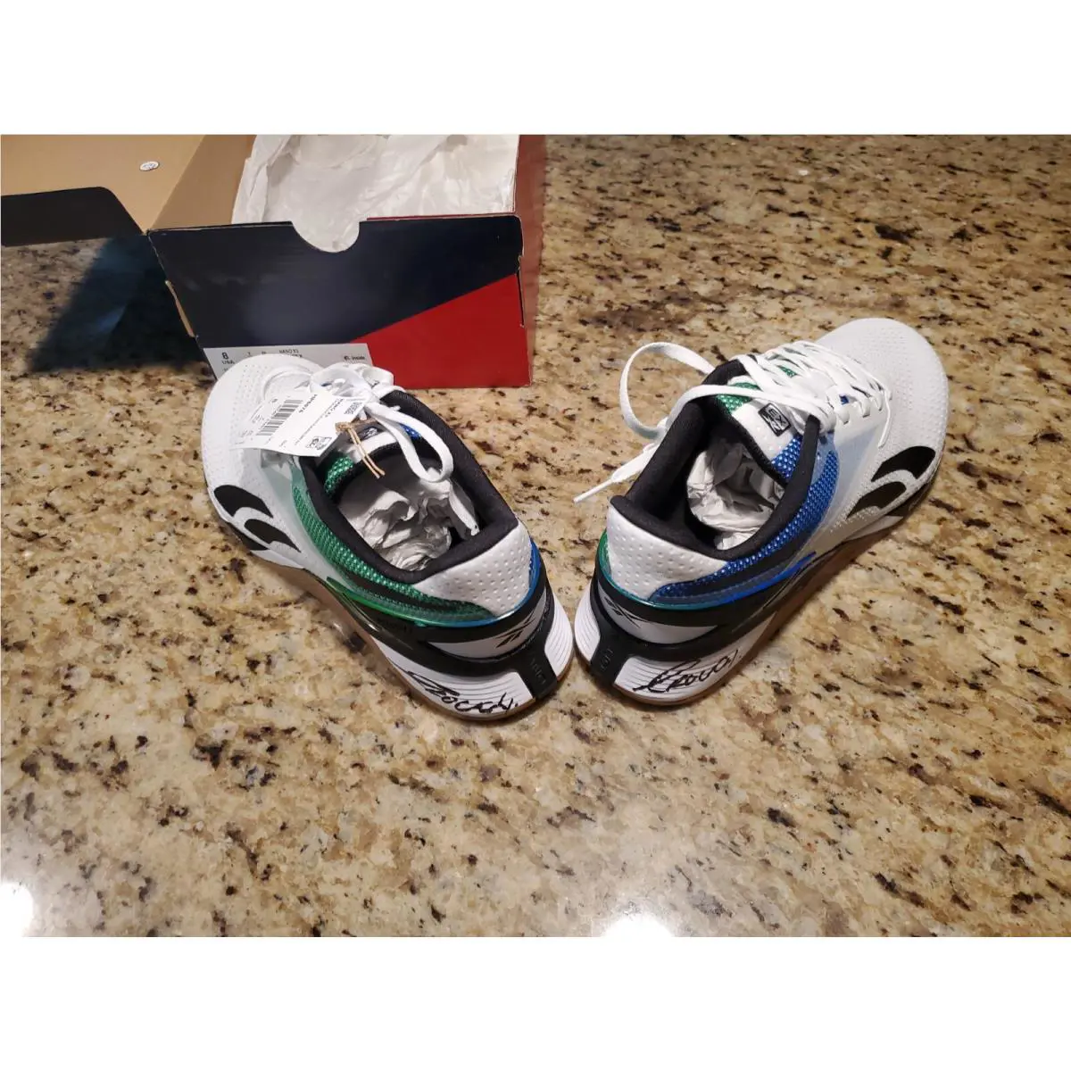 Men`s Reebok Nano X3 White Green Blue Crossfit xi x2 Training Run Sz 8.0 Unisex