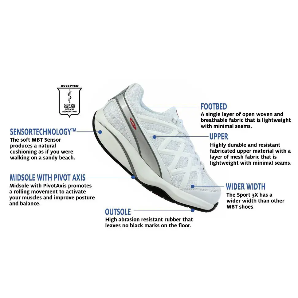 MBT shoes - SPORT 3 FITNESS WALKING SHOE - sport - White, Manufacturer: BLACK, WHITE, SPORT GRAY 54