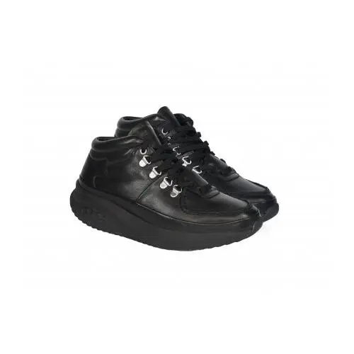 Mbt Men`s Elba Casual Lace Boot Level 3 Rocker Nappa Emboss Leather Black Black-703085-03N by MBT