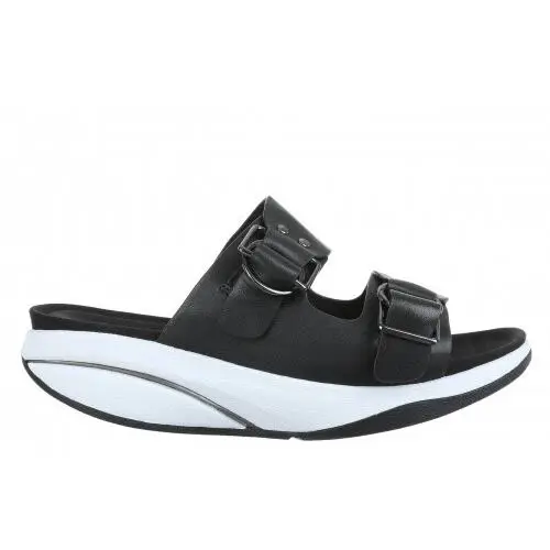 Mbt Liki Women`s Slide Sandal Level 3 Rocker Nappa Leather 3 Colors Black Nappa Leather