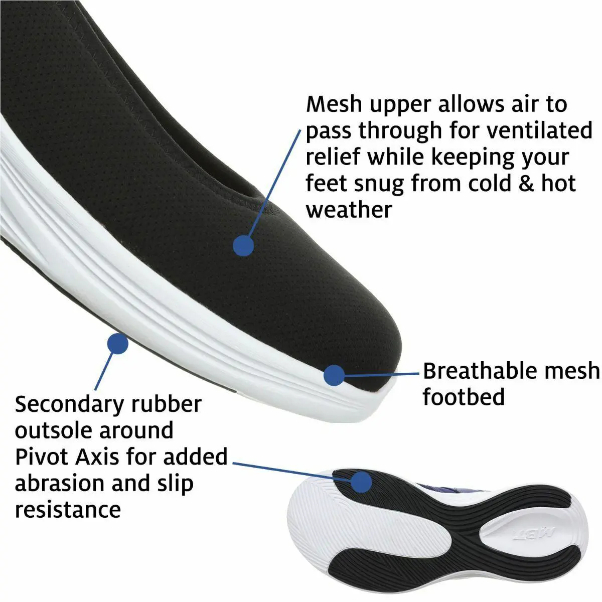 MBT shoes - Hana Comfort slip on - Hana Comfort slip - Black/White Sole 1