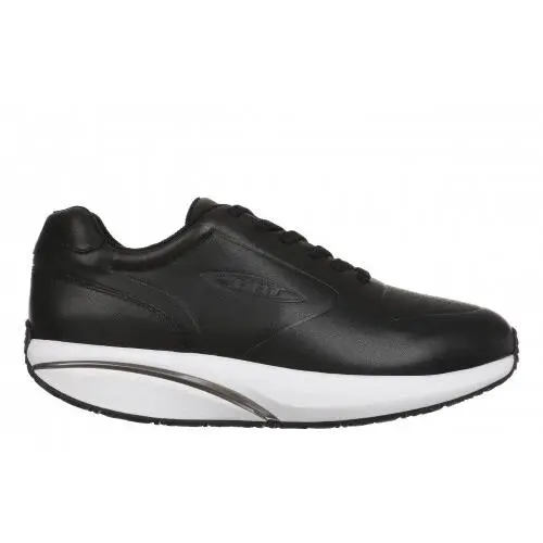 Mbt Women`s 1997 Leather Lace Up Sneaker Level 3 Rocker Nappa Lthr 4 Colors Black-W/ White Sole by MBT